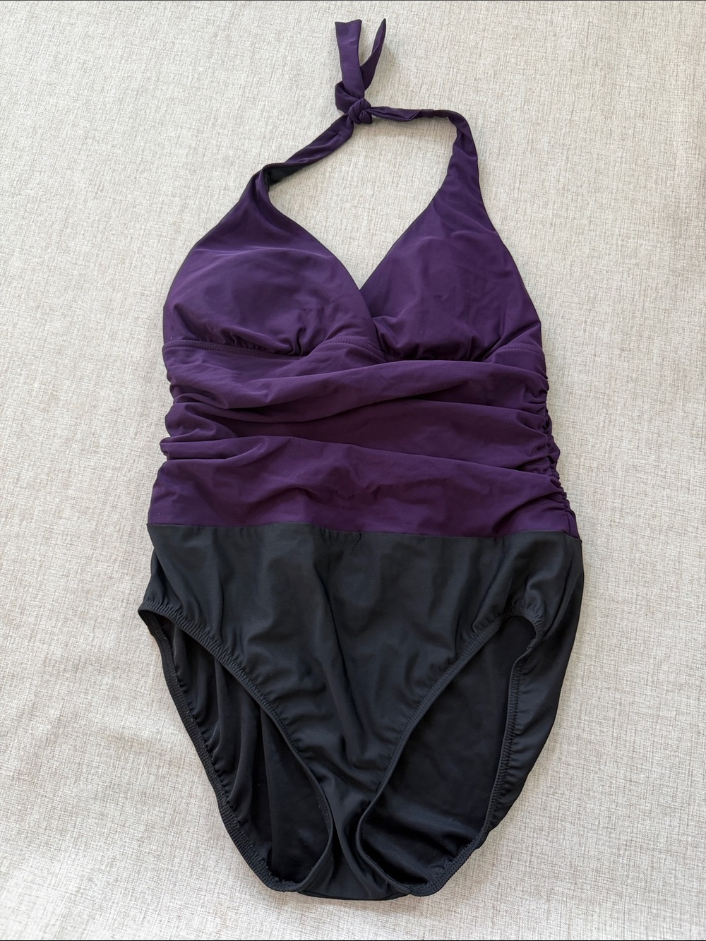 Lands’ End Swimsuit Women’s 14‎ Halter Colorblock side ruching